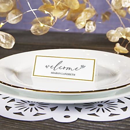 Avery Printable Place Cards With Sure Feed Technology 1 716 x 3 34 White  With Gold Border 150 Blank Place Cards - Office Depot